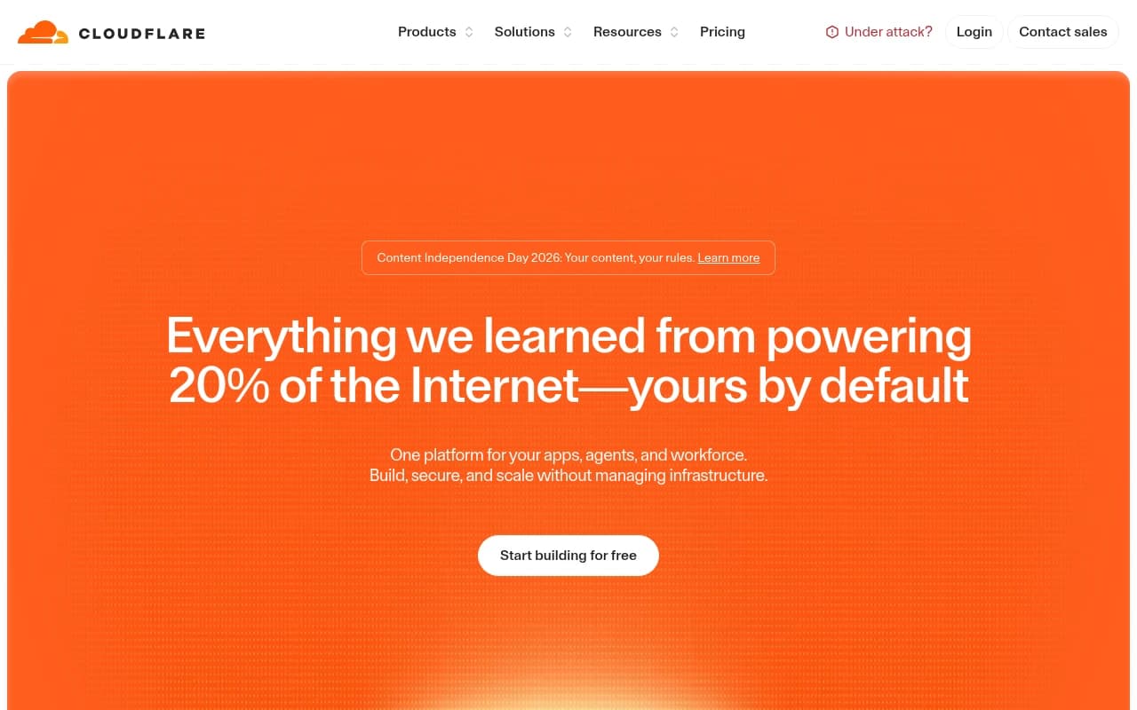 Screenshot captured from cloudflare.com