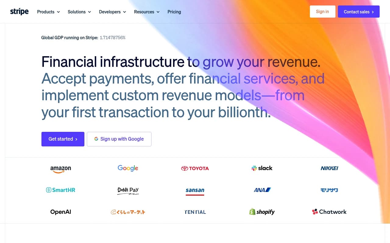 Screenshot of stripe.com returned from the Grabbit API