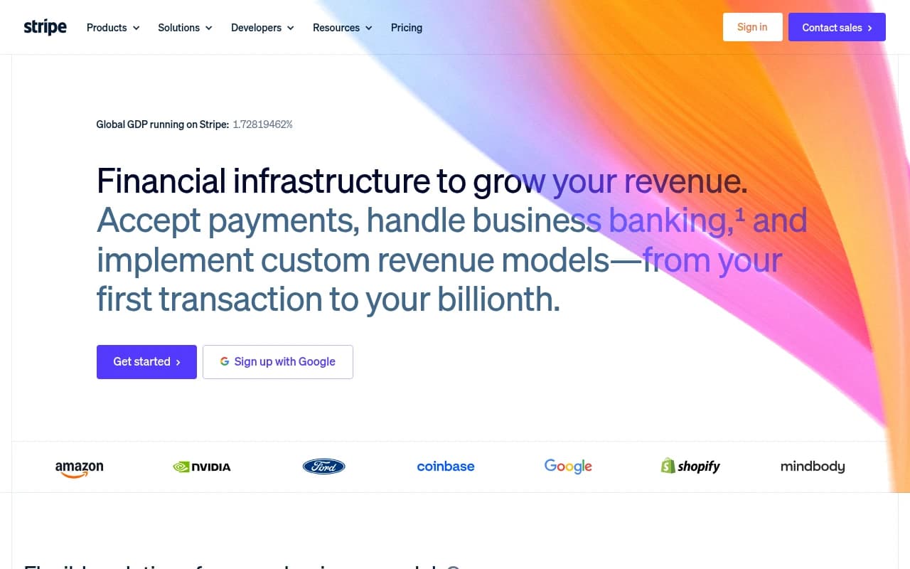 Screenshot of stripe.com returned from the Grabbit API
