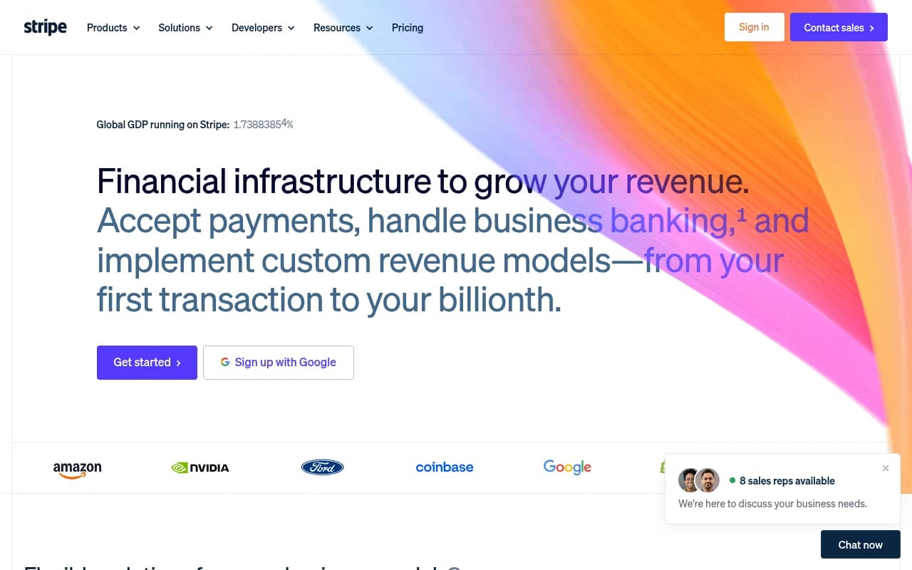Screenshot of stripe.com returned from the Grabbit API