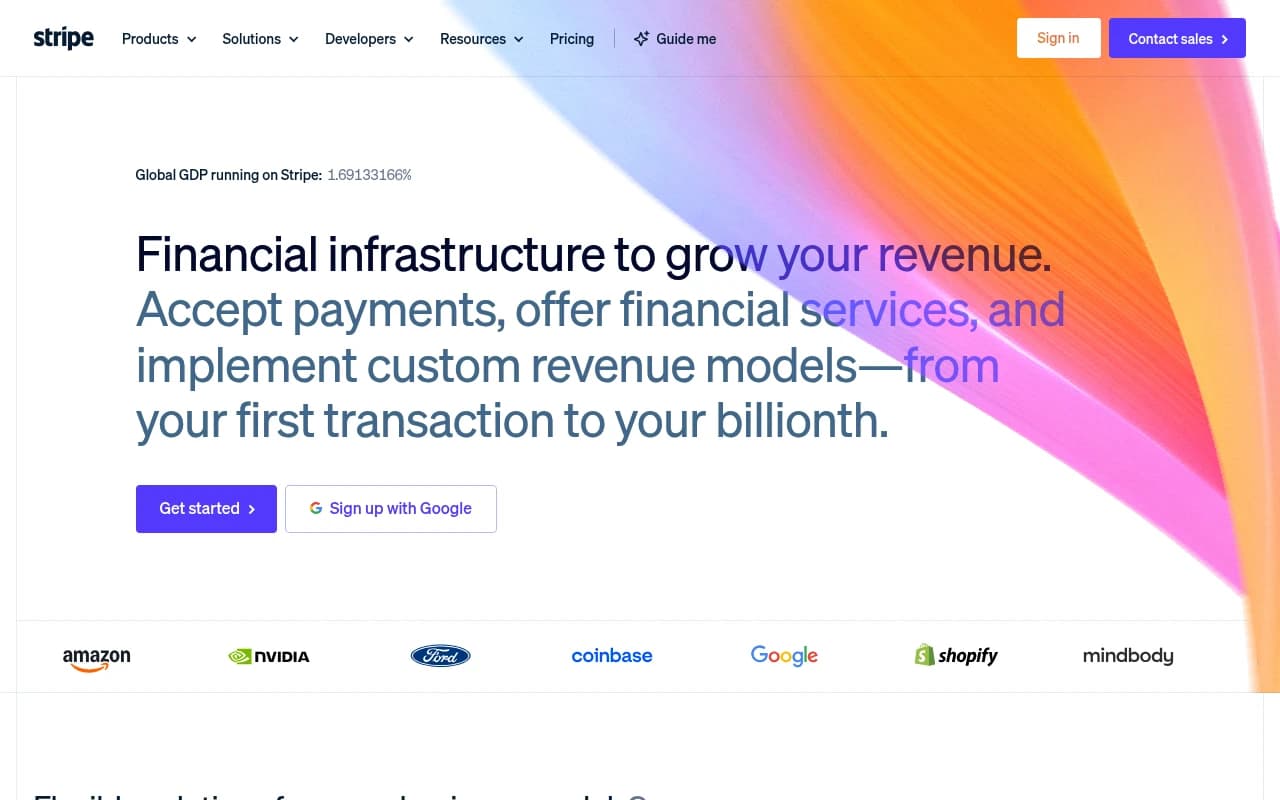 Screenshot of stripe.com returned from the Grabbit API