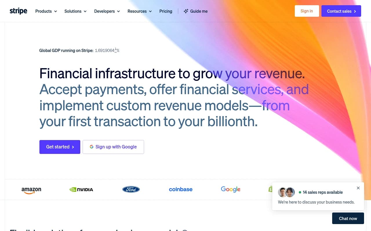 Screenshot of stripe.com returned from the Grabbit API