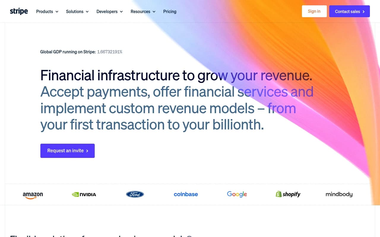 Screenshot of stripe.com returned from the Grabbit API