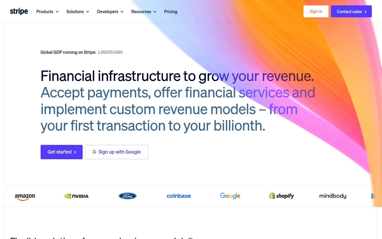 Screenshot of stripe.com returned from the Grabbit API
