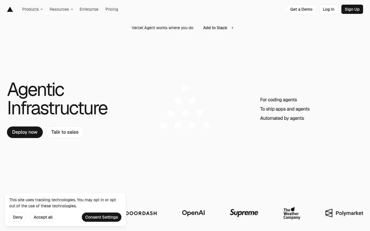 Screenshot captured from vercel.com