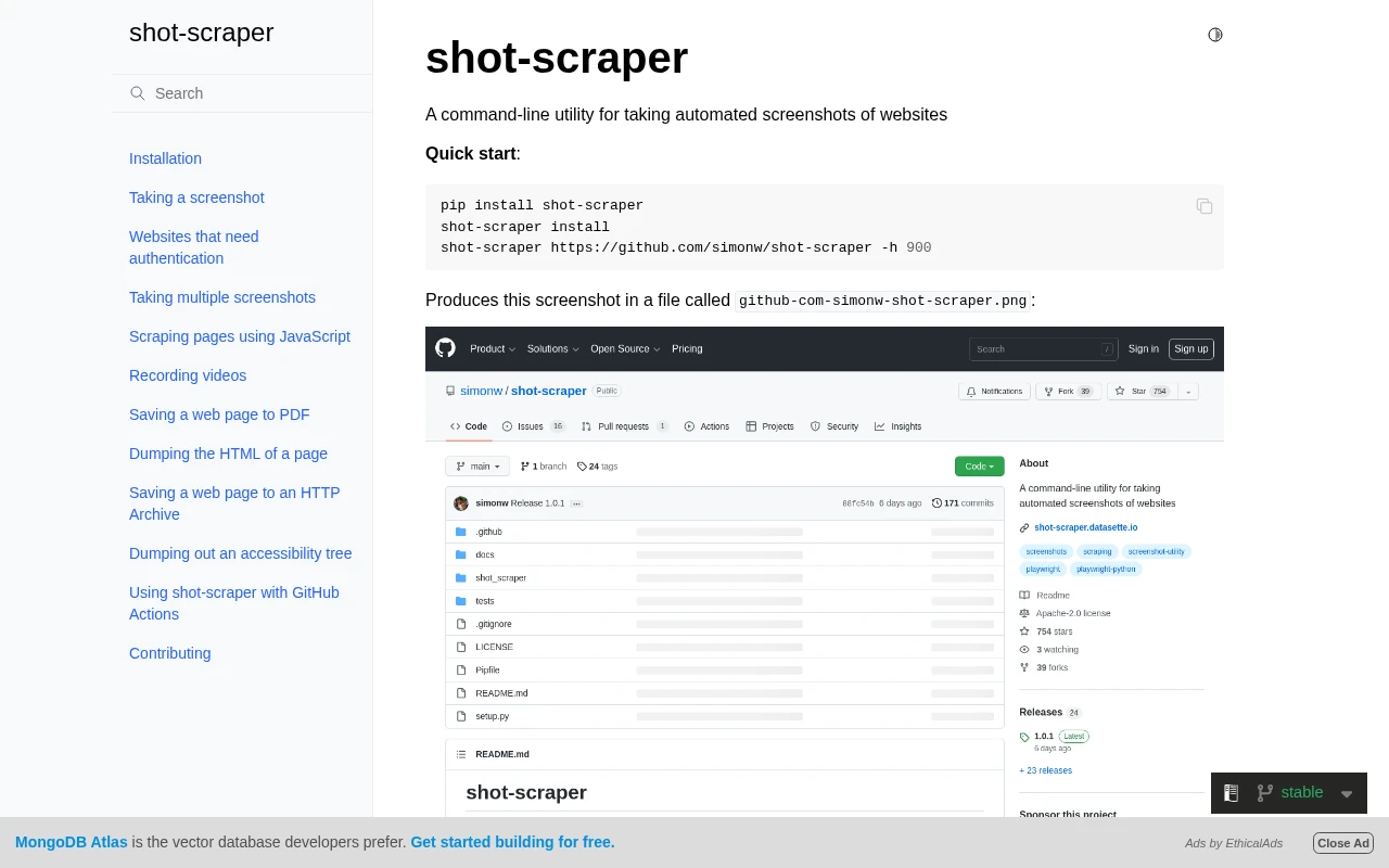 shot-scraper: Automated Documentation Screenshots (and When an API Fits Better)
